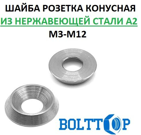 Шайба розетка конусная полнотелая NF E 27-619 (АРТ 9081) для резьбы М10, нержавеющая А2 (AISI 304), 2 #1