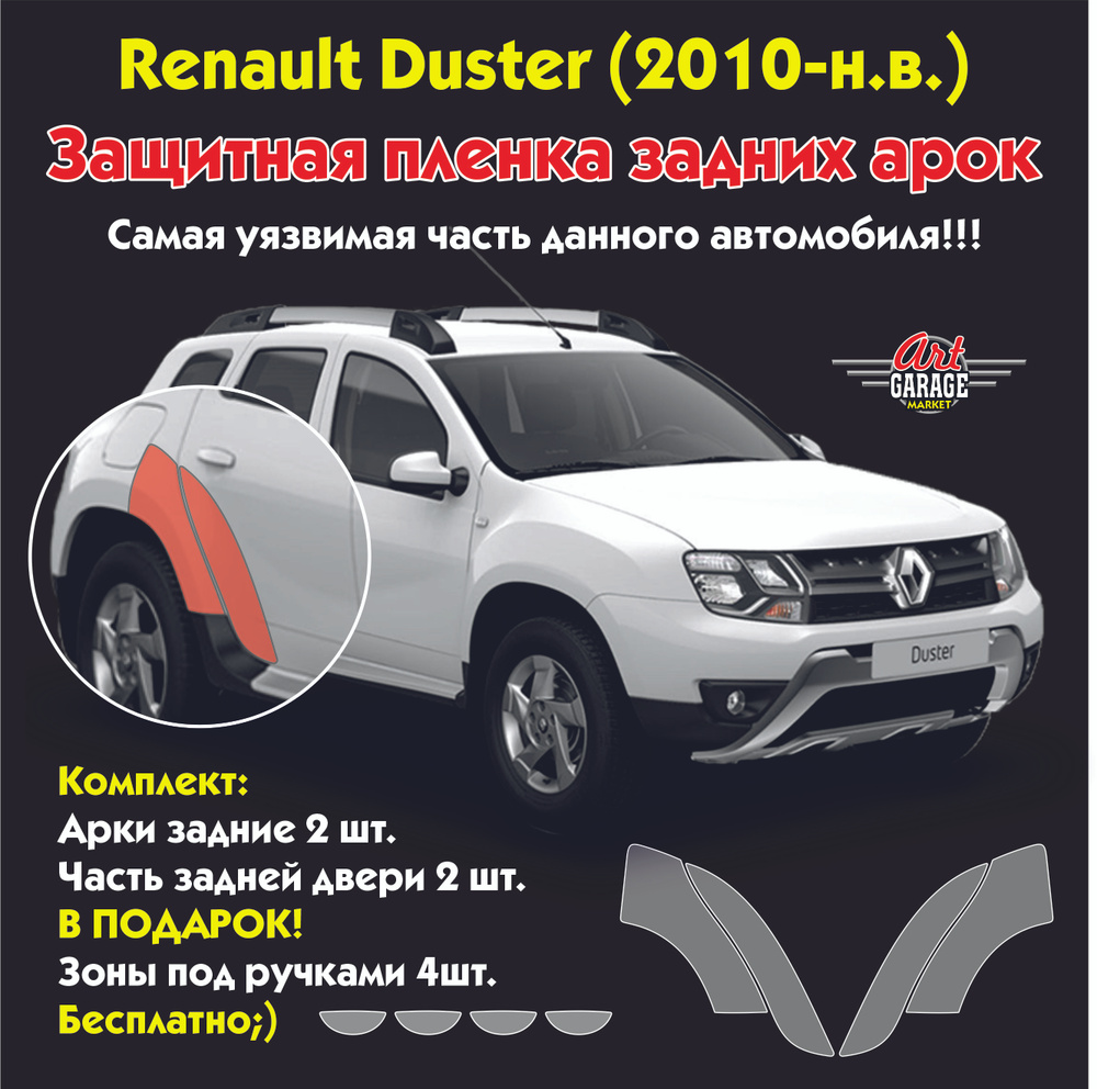 Защитная пленка задних арок Renault Duster (2010-н.в.) Ручки в ПОДАРОК!  #1