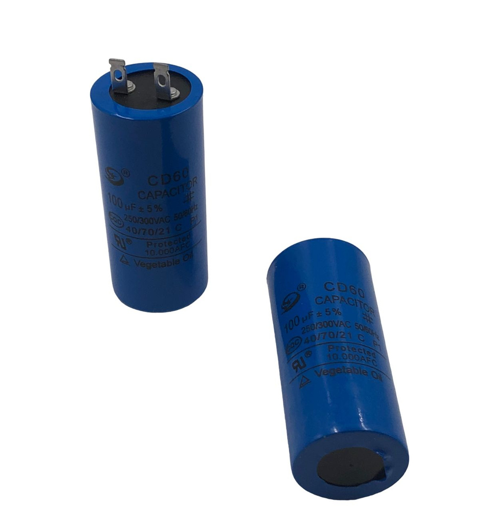 CD-60 100мкФ 250В/300В пусковой конденсатор с клеммами (77х32мм ...