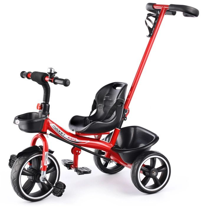 Велосипед трехколесный детский со съемной родительской ручкой, красный, велосипед 3-х колесный  #1