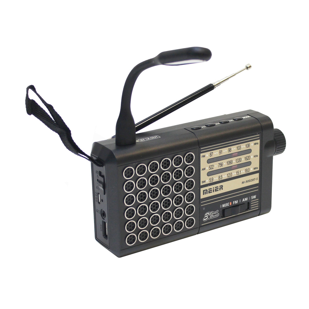 Компактный, качественный Bluetooth радиоприемник с солнечной батареей и сменным аккумулятором Meier M-9002BT-S #1
