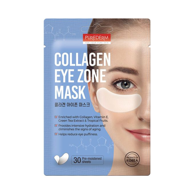 Purederm Коллагеновые патчи под глаза 30шт Collagen Eye Zone Mask #1
