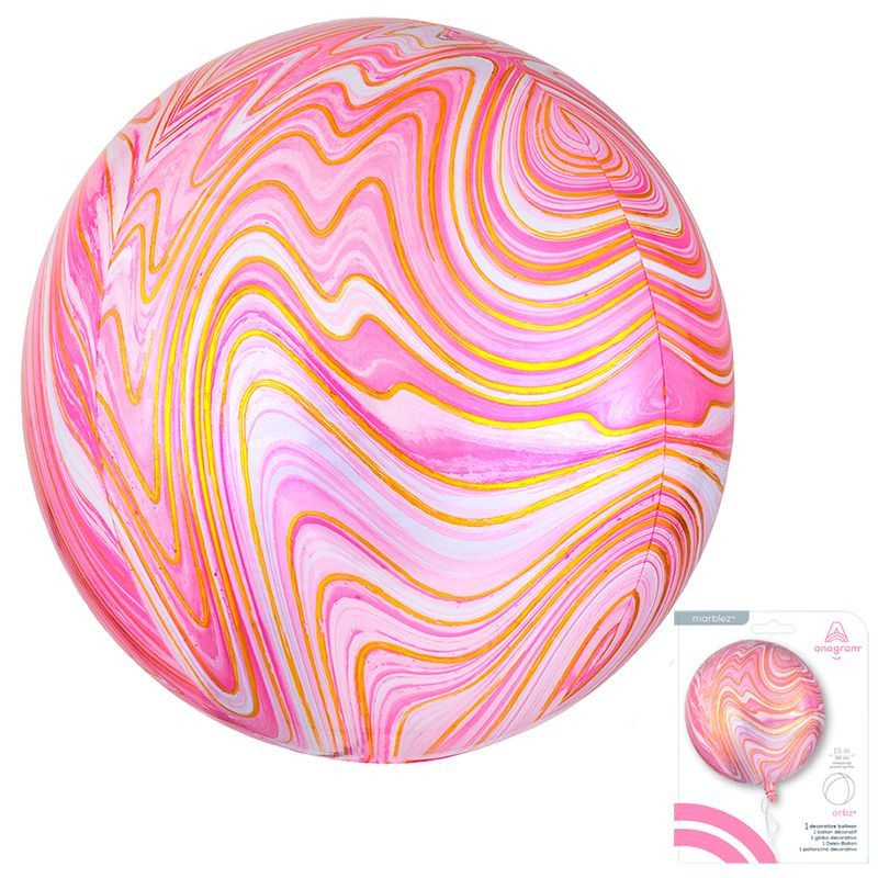 Шар Сфера 3D Розовый Мрамор в упаковке / Pink Marblez Orbz/40 см/1 шт  #1