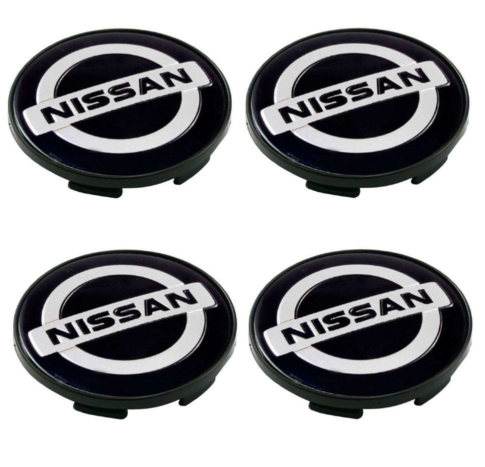Колпачки на литые диски 68/62/9 мм - 4 шт / Заглушки ступицы пластиковые Nissan черный  #1