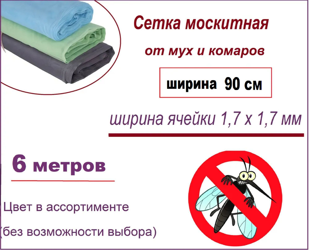 Сетка антимоскитная на окно или дверь, рулон 90 см x 6 м, стекловолокно (ячейка 1,7 х 1,7 мм). Не дает #1