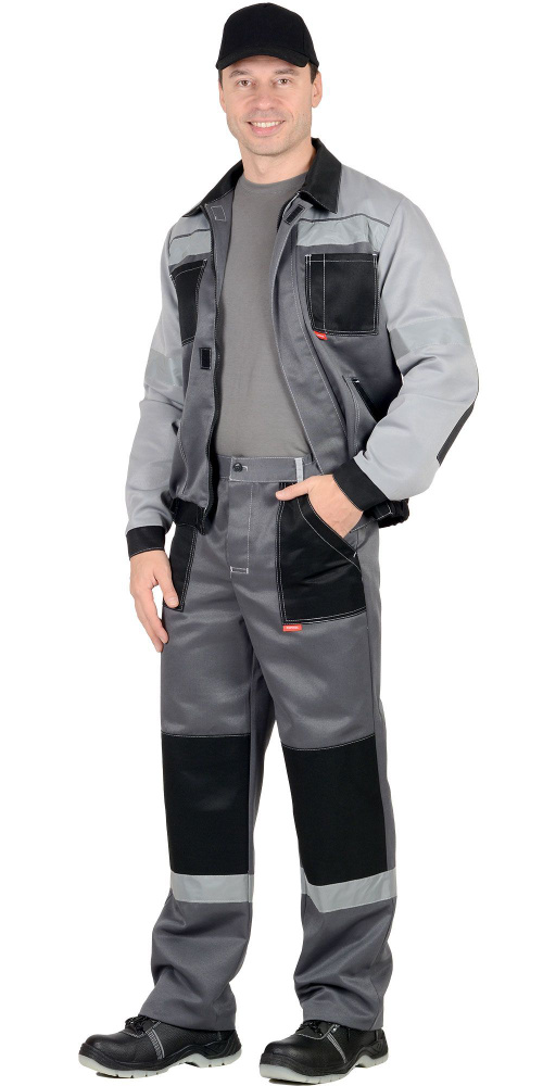 Костюм рабочий "СИРИУС-Лигор" куртка, брюки т.серый со св. серым и черным (103769) 56-182 СОП 50 мм рабочий #1