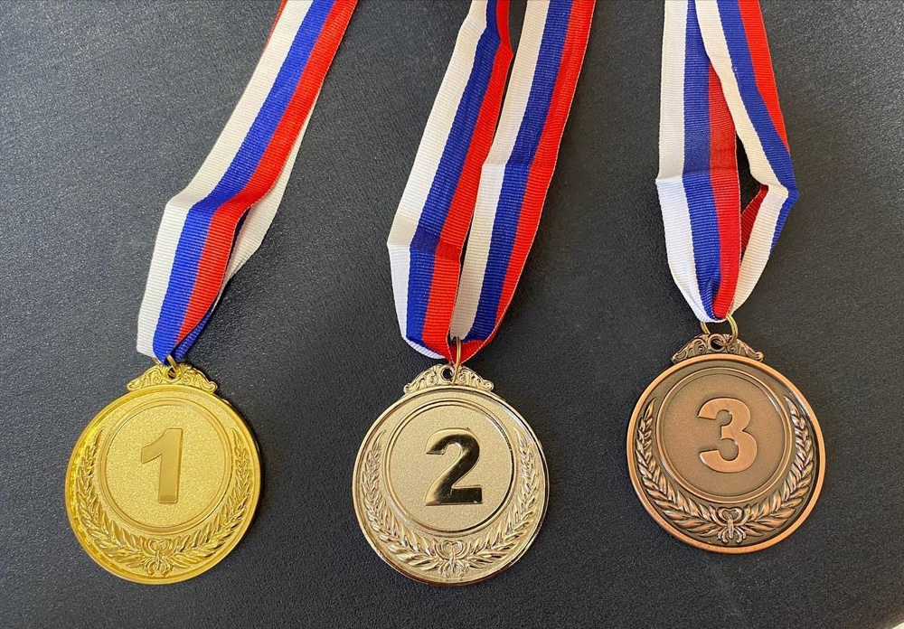 Комплект призовых медалей за 1, 2, 3 место для спортивных, учебных мероприятий и конкурсов, d - 6,5 см #1