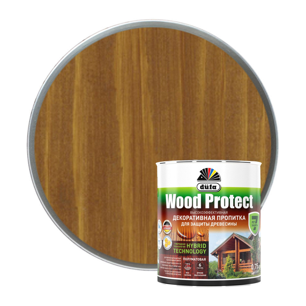 Пропитка декоративная для защиты древесины Dufa Wood Protect тиковое дерево 0,75 л  #1