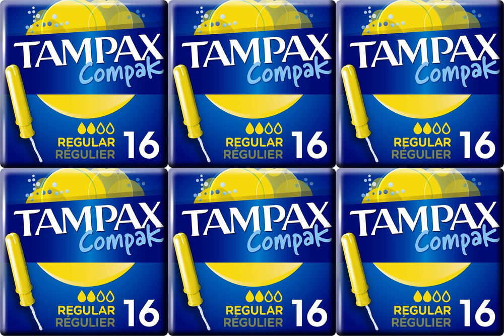 Тампоны Tampax Compak Regular с аппликатором, комплект: 6 упаковок по 16 шт  #1