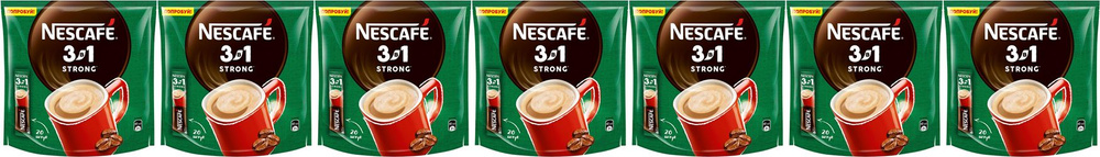 Кофейный напиток Nescafe крепкий 3 в 1 растворимый 14,5 г х 20 шт, комплект: 7 упаковок по 290 г  #1