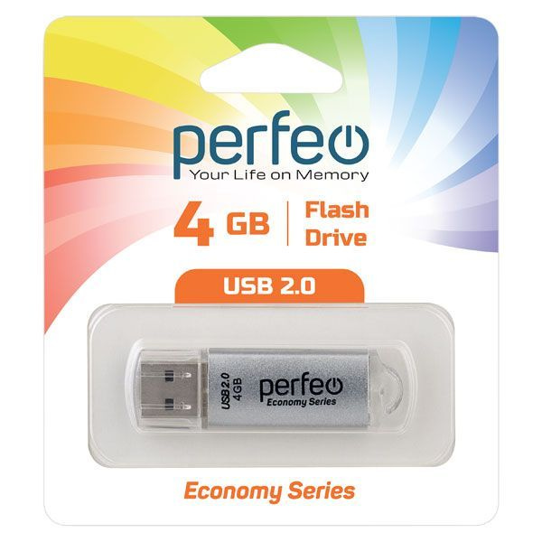 Perfeo USB-флеш-накопитель E01 4 ГБ, серебристый #1