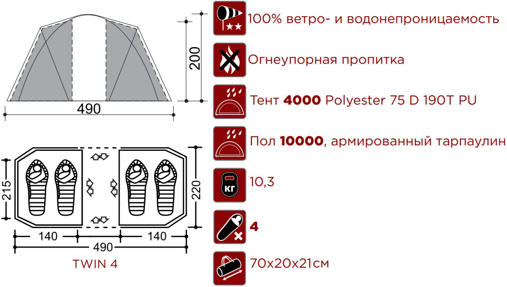 Палатка Indiana TWIN 4 #1