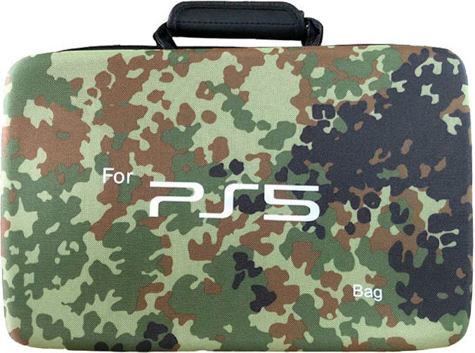 Дорожная сумка для хранения для консоли и геймпадов PS5 Dead Skull Camouflage Green (Зеленый камуфляж) #1