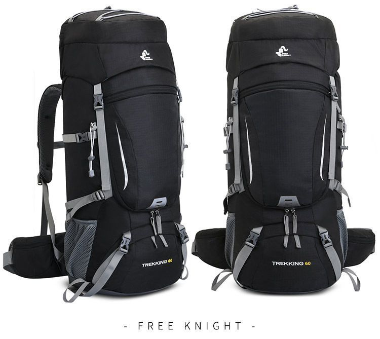 Походный Кемпинговый Туристический рюкзак с каркасом Free Knight Trekking 60 черный  #1