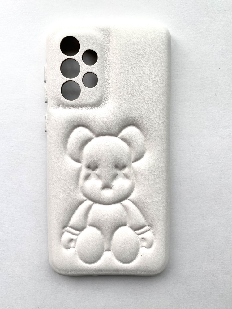 Чехол для Samsung A53 Принт медведь объемный белый #1