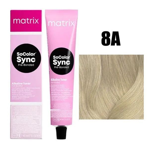 Matrix Тонирующая крем-краска для волос без аммиака SoColor Sync Pre-Bonded, 8A (8.1) светлый блондин #1