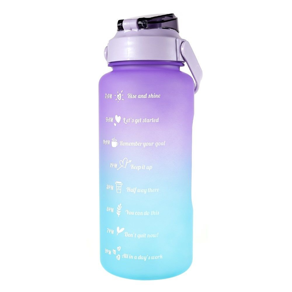 Спортивная бутылка 2л с маркировкой времени, объема и мотиваторами - градиент фиолетовый с голубым  #1
