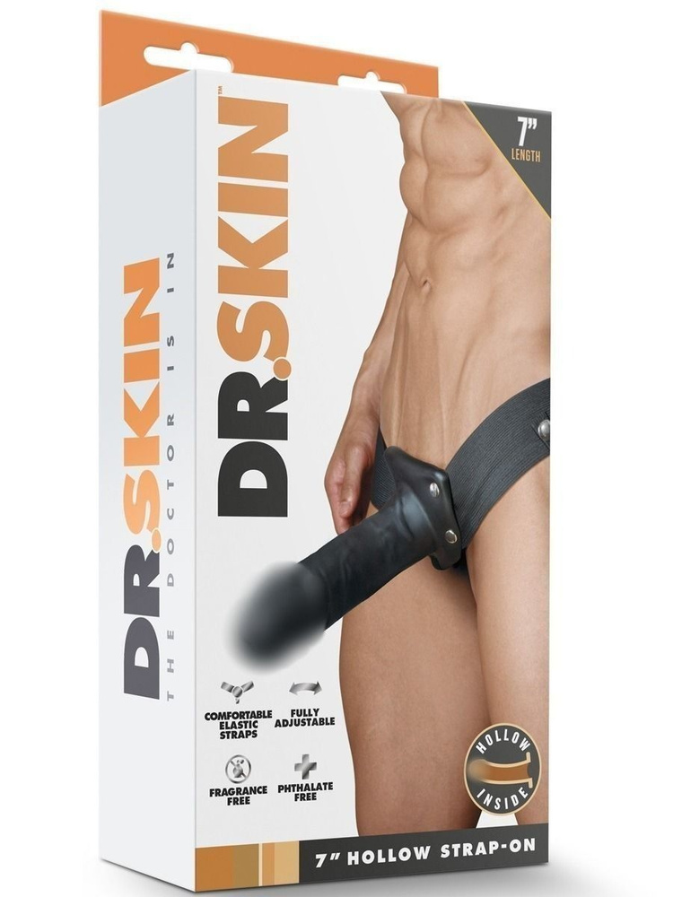 Мужской удобный фаллопротез с поясом "DR. SKIN 7INCH HOLLOW STRAP ON BLACK" 18.5см  #1