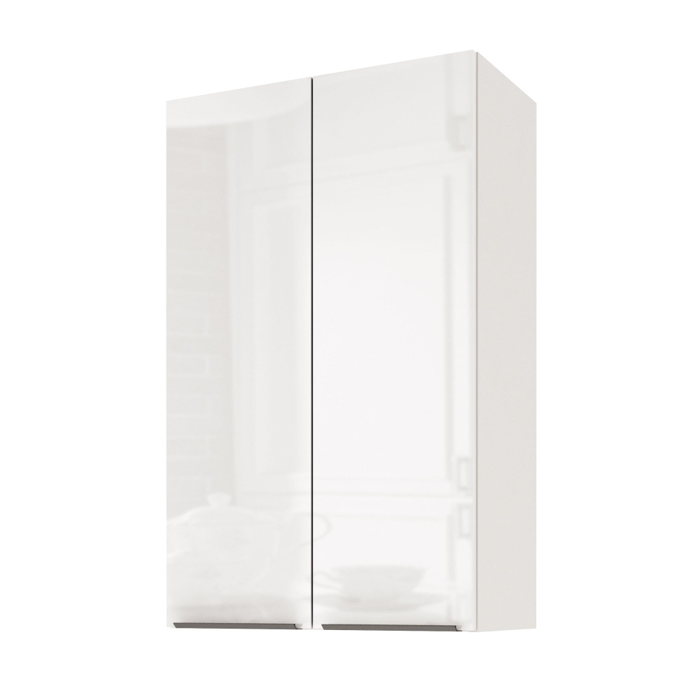 Кухонный модуль навесной LeoLana COLOR, распашной, высокий, 2-х дверный, Белый глянец/Белый, 60х31,2х96 #1
