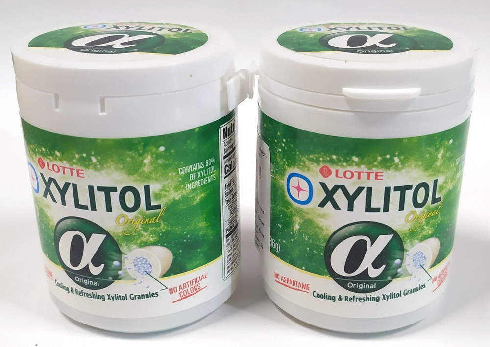 Резинка жевательная XYLITOL-alfa Original оригинальный вкус Lotte Korea (2 банки х 86гр)  #1