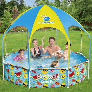 Каркасный бассейн 56432 Bestway Splash-in-Shade 244*51 см с навесом и разбрызгивателем  #1