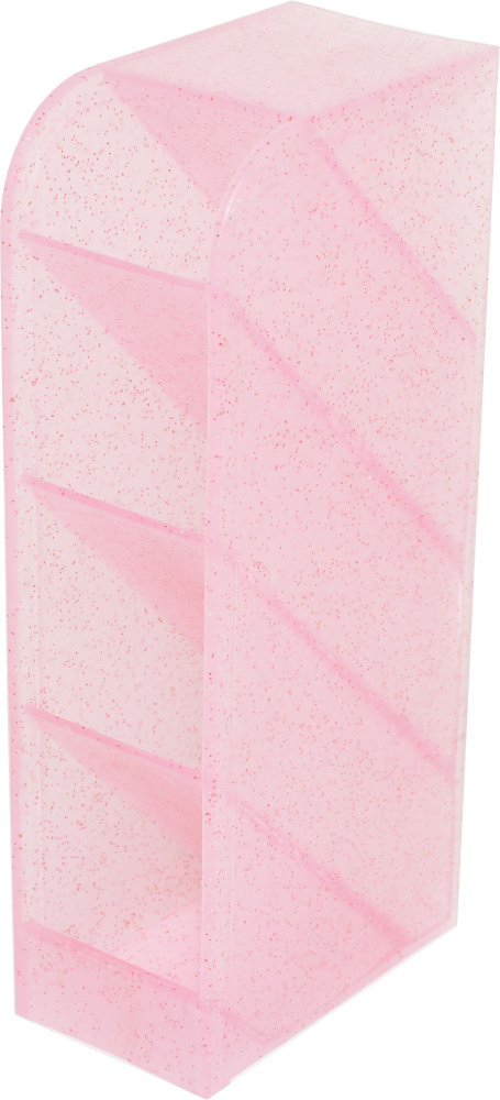 Подставка для пишущих принадлежностей 4 отделения для ручек и карандашей цвет розовый с блестками вертикального #1