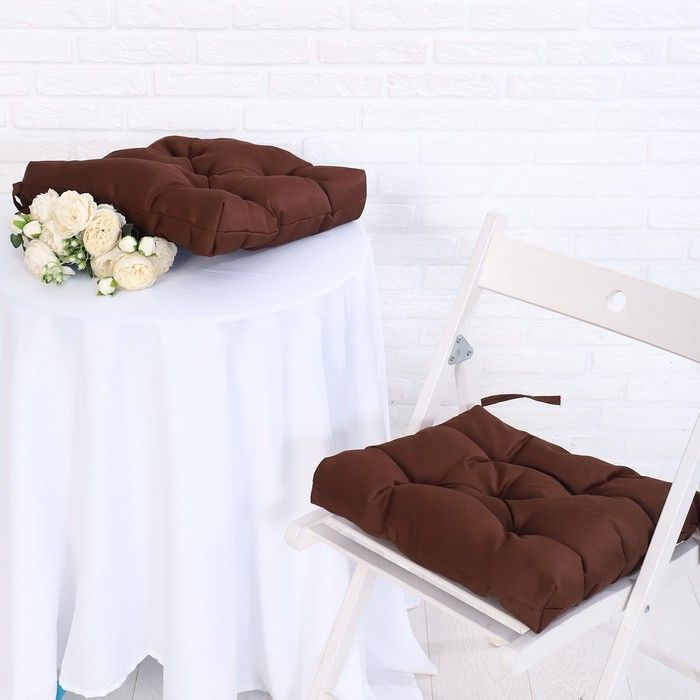 Набор подушек для стула непромокаемых 40х40см 2 шт, цвет коричневый, файберфлекс, грета 20%,  #1