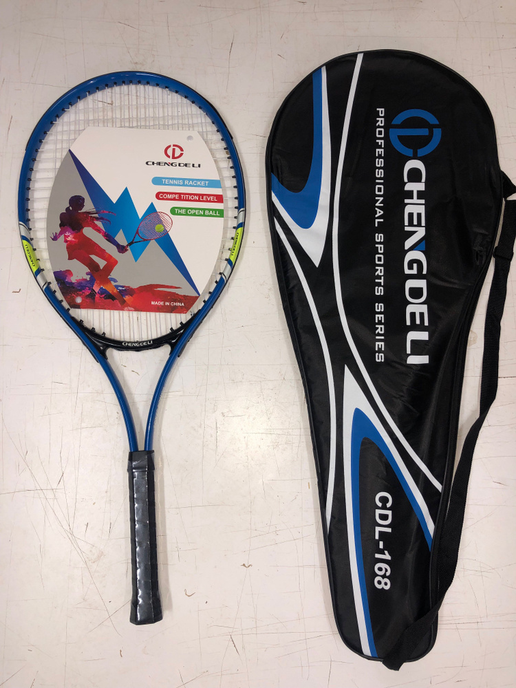 Теннисная ракетка для большого тенниса с чехлом, синяя #1
