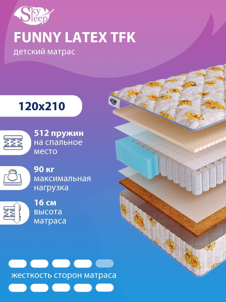 Матрас детский, Ортопедический матрас SkySleep FUNNY LATEX TFK выше средней и высокой жесткости, Полутороспальный, #1