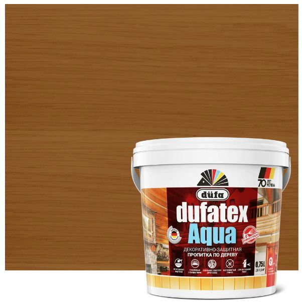 Пропитка для дерева водная цвета тик Dufatex aqua 0.75 л #1