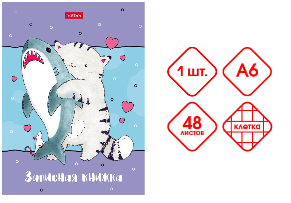 Записная книжка 48 листов А6ф клетка твёрдый переплет #1