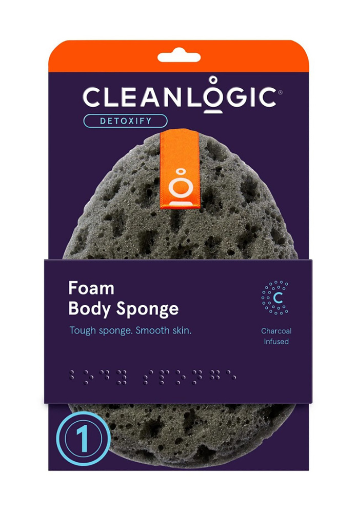 Губка-спонж для тела с древесным углем / Cleanlogic Detoxify Charcoal Foam Body Sponge  #1