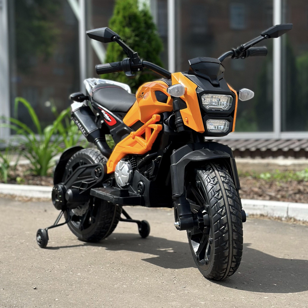 Электромотоцикл детский JOYOY/HARLEY на аккумуляторе, Оранжевый  #1