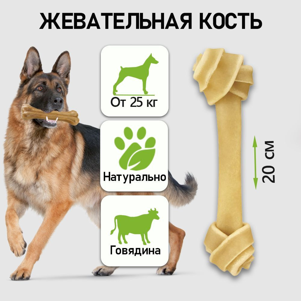 Кость жевательная DENTAL, 20 см, 85-90г / лакомство для собак Triol  #1