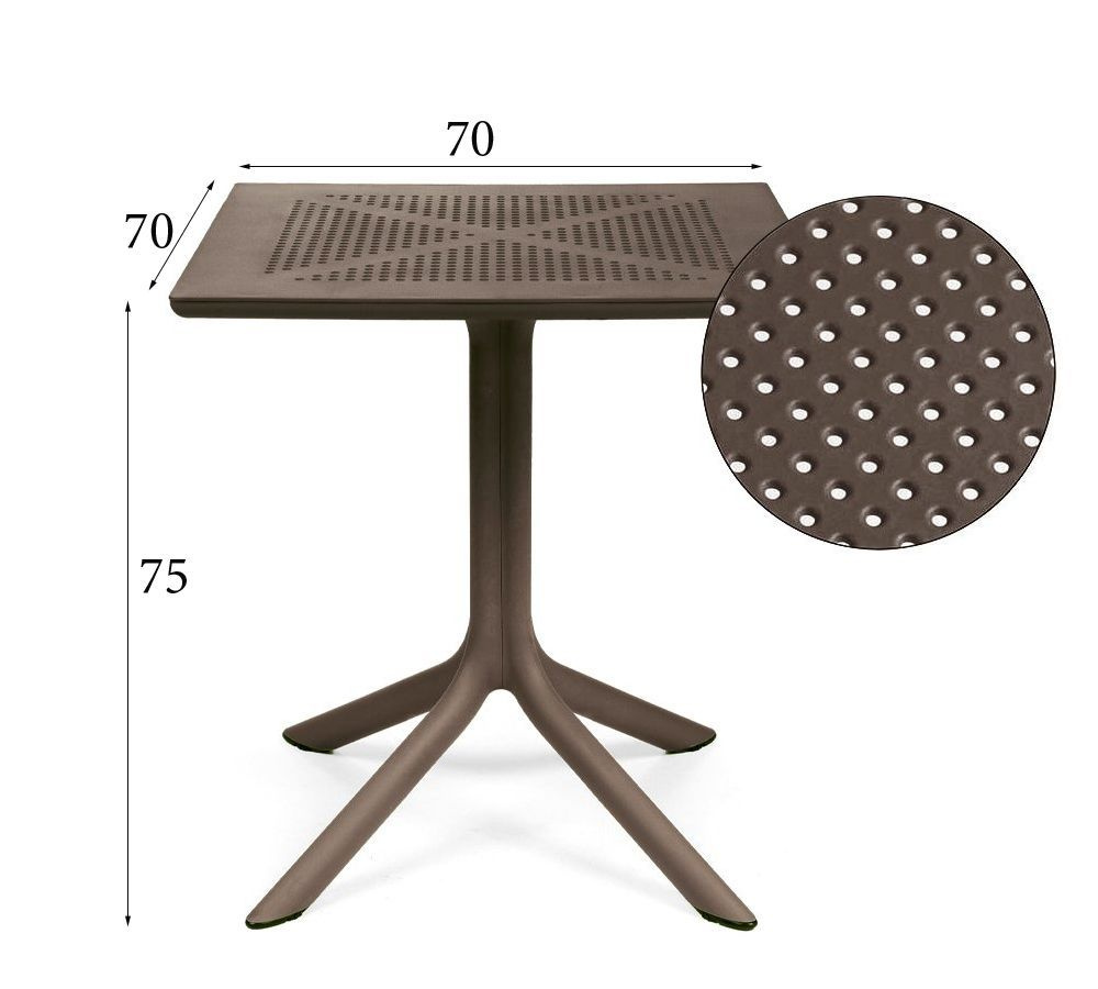 Обеденный стол садовый для дачи, уличный, квадратный Clip 70х70 см, цвет табак, NARDI  #1