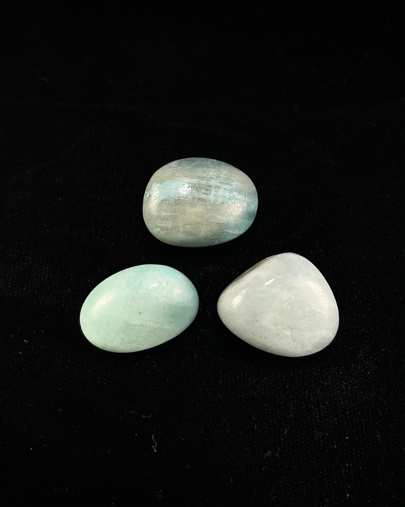 Аквамарин - 2.5-3 см, натуральный камень, галтовка, 3 шт - для декора, поделок, бижутерии  #1