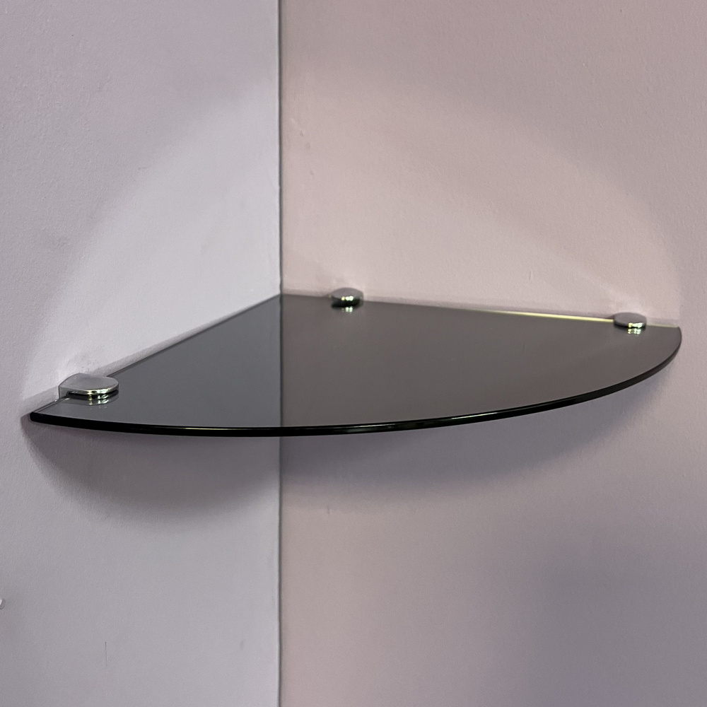 Полка настенная стеклянная угловая зеркальная 25х25 см из зеркала графит 4 мм, 2 штуки без креплений #1