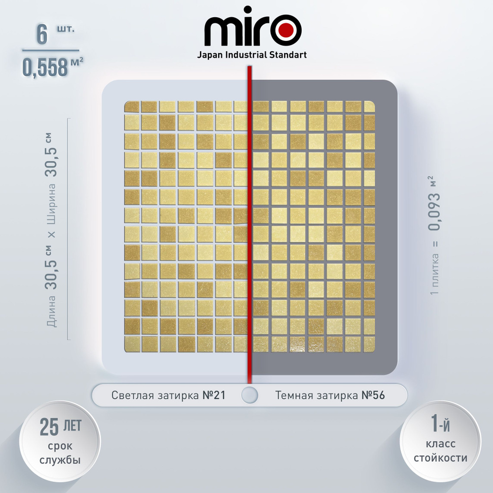 Плитка мозаика для ванной комнаты MIRO (серия Einsteinium №105), моющаяся высокопрочная, размер плитки #1