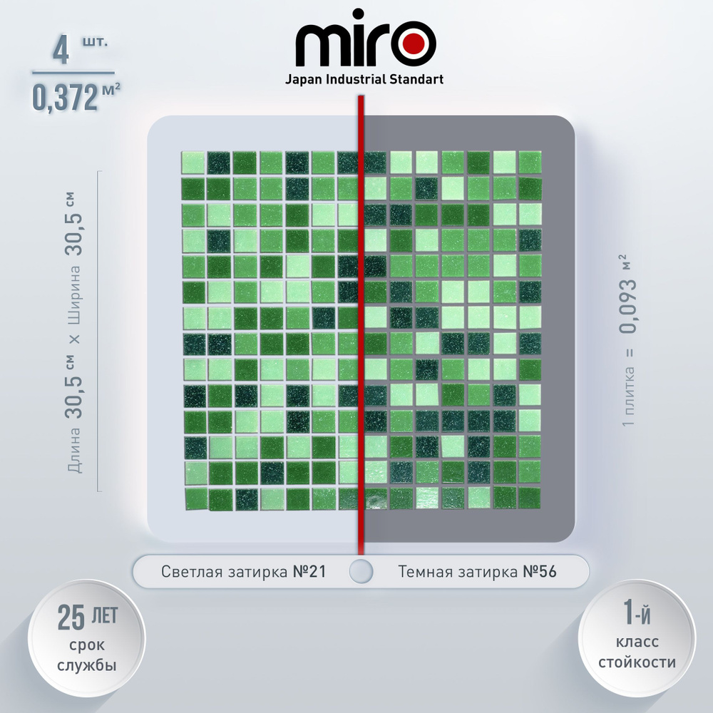 Плитка мозаика для ванной комнаты MIRO (серия Einsteinium №308), моющаяся высокопрочная, размер плитки #1