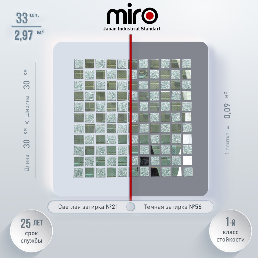 Плитка мозаика для кухни MIRO (серия Cerium №17) на фартук моющаяся высокопрочная долговечная, размер #1