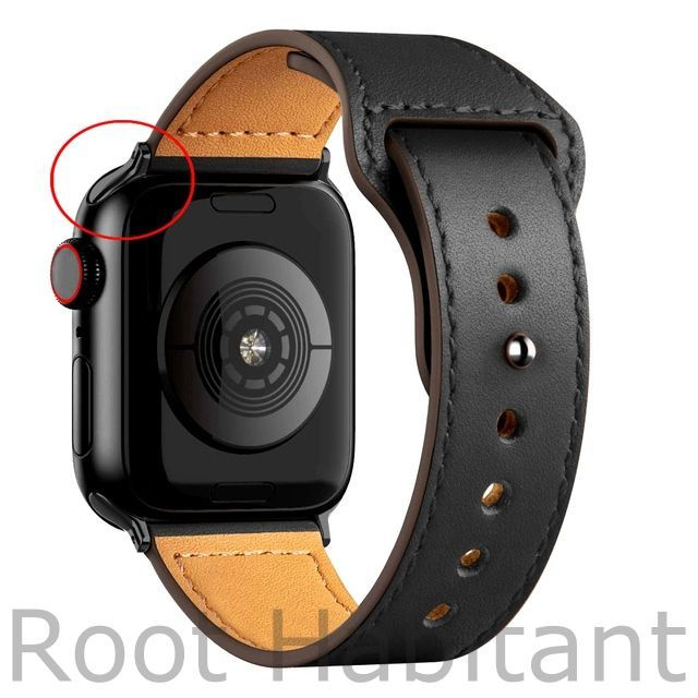 Ремешок из натуральной кожи для Apple Watch 3 4 5 6 7 8 9 SE Ultra, в корпусах 38, 40, 41. Черный / Black #1