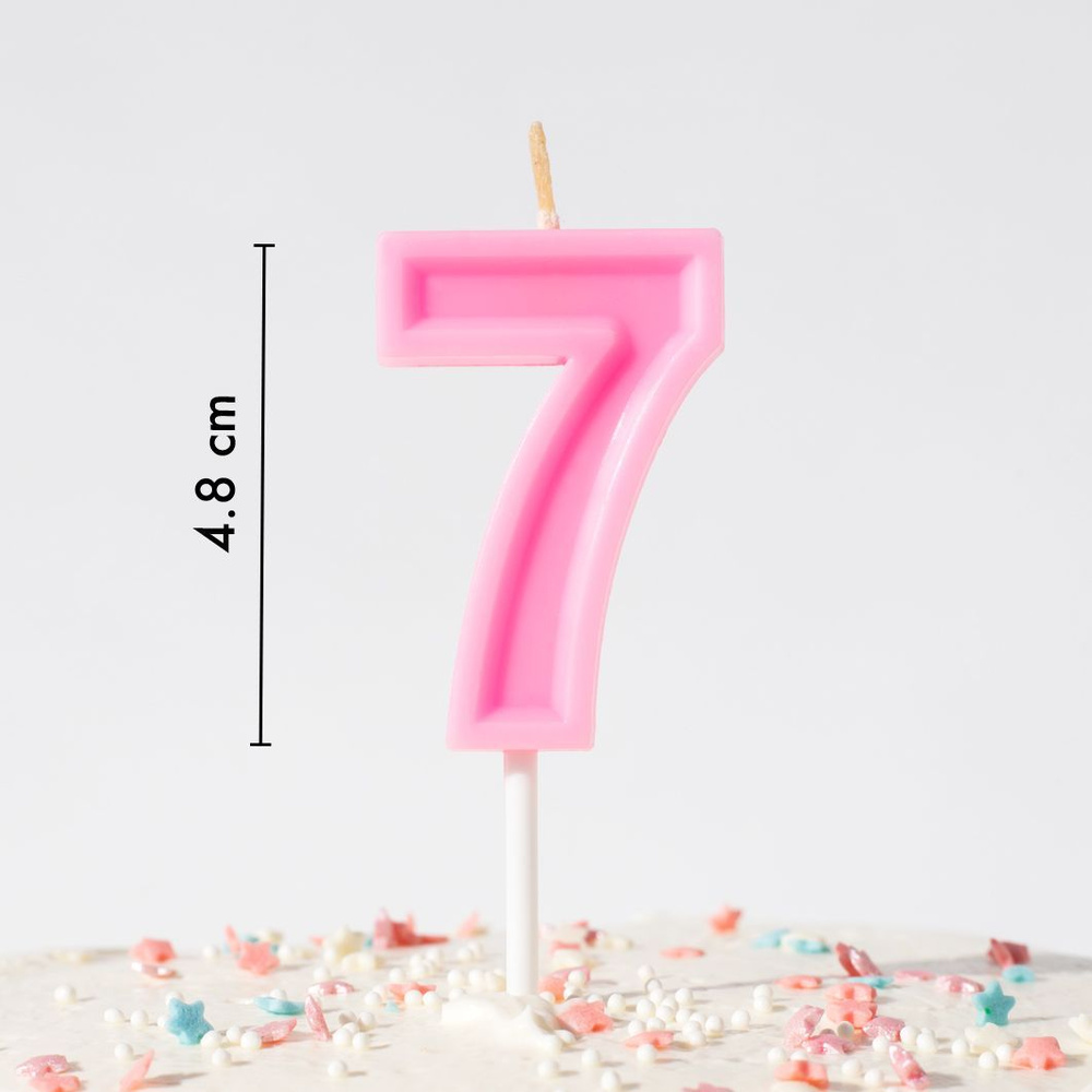 Свечи для торта на День Рождения цифра номер 7, розовая #1