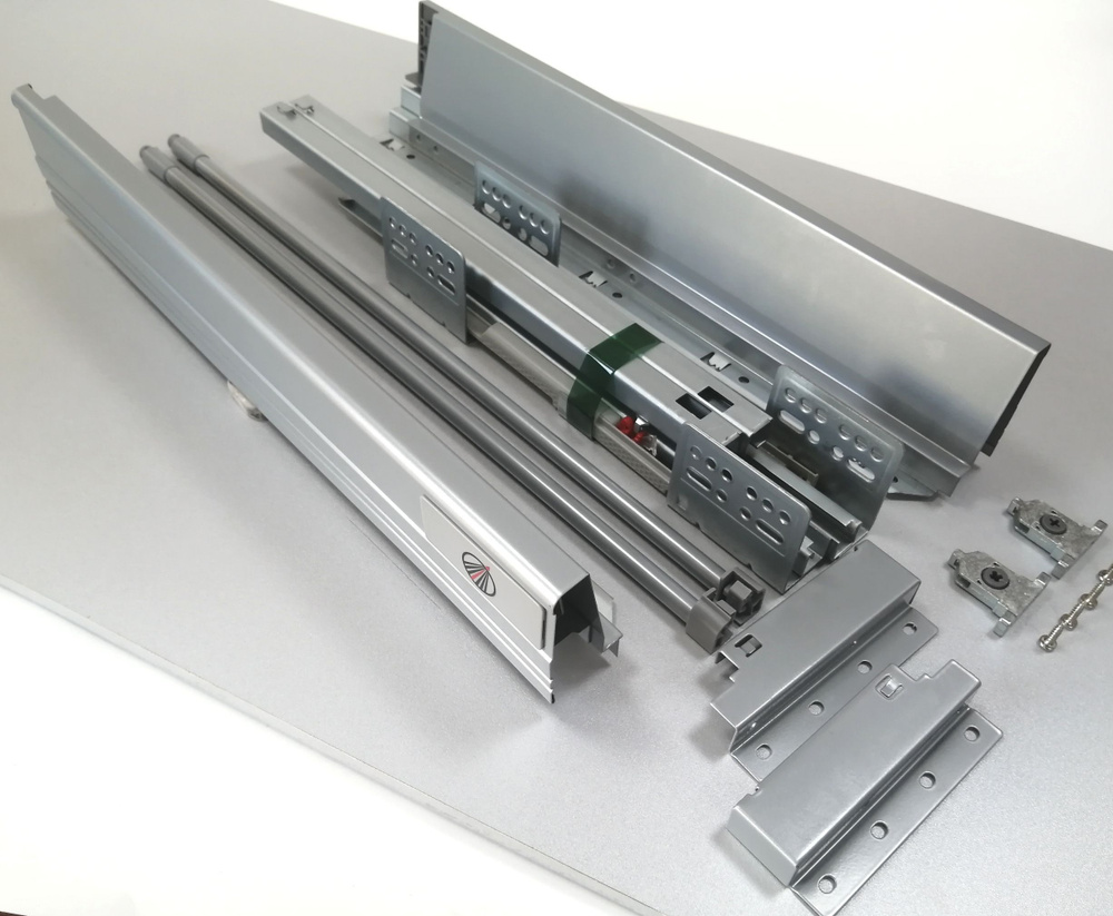 Комплект боковин и направляющих с доводчиком для выдвижного кухонного ящика GRATIS 135*450 мм, с рейлингами, #1
