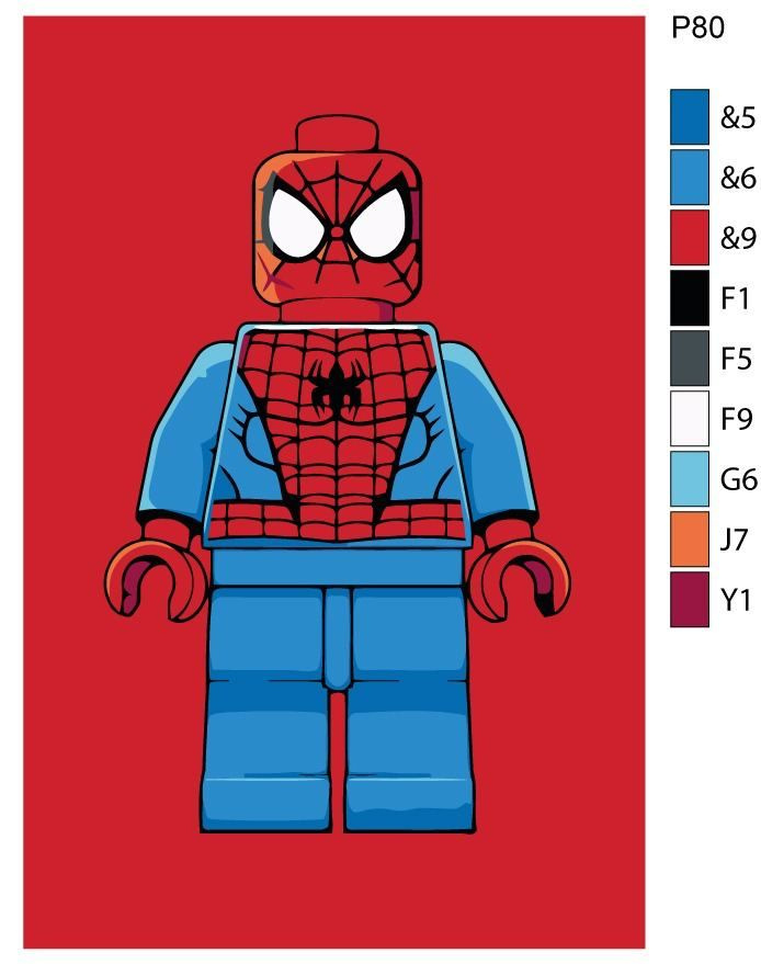 Детская картина по номерам P80 "Лего:Супер герои. Человек-Паук" 20x30  #1