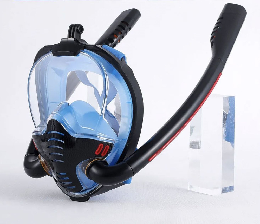 Маска для подводного плавания с двойной дыхательной трубкой/Полнолицевая маска для снорклинга с крепление #1
