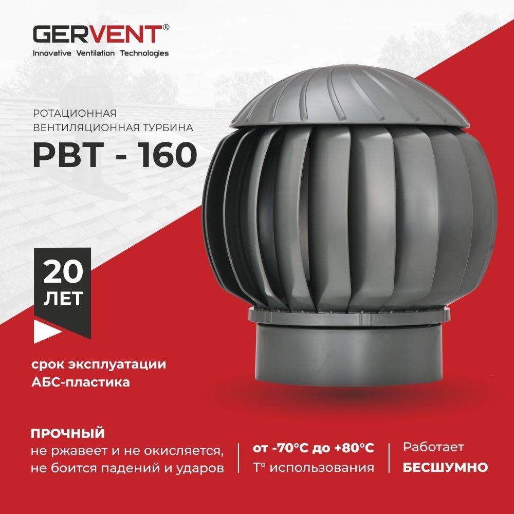 GERVENT, Нанодефлектор, Ротационная вентиляционная турбина 160, серый  #1