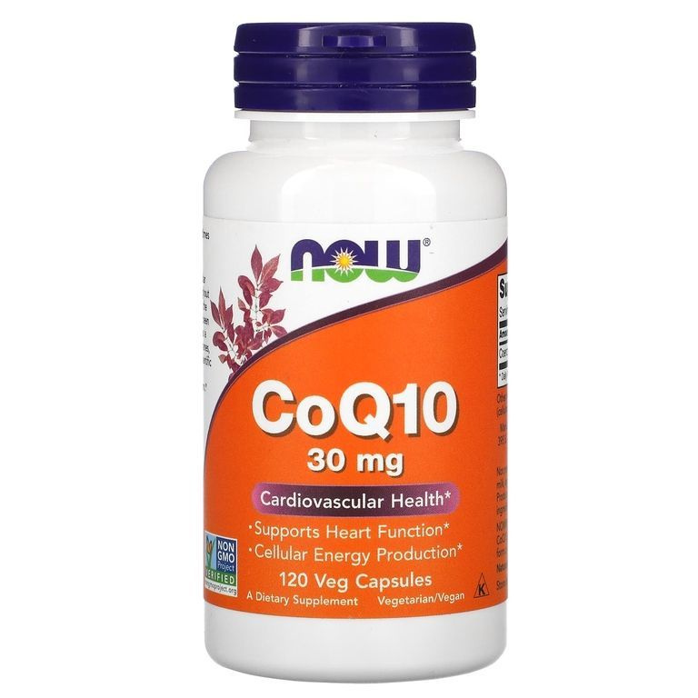 Now Кофермент Q10, Нау CoQ-10 30 mg, Для сердца и сосудов, 120 капсул  #1