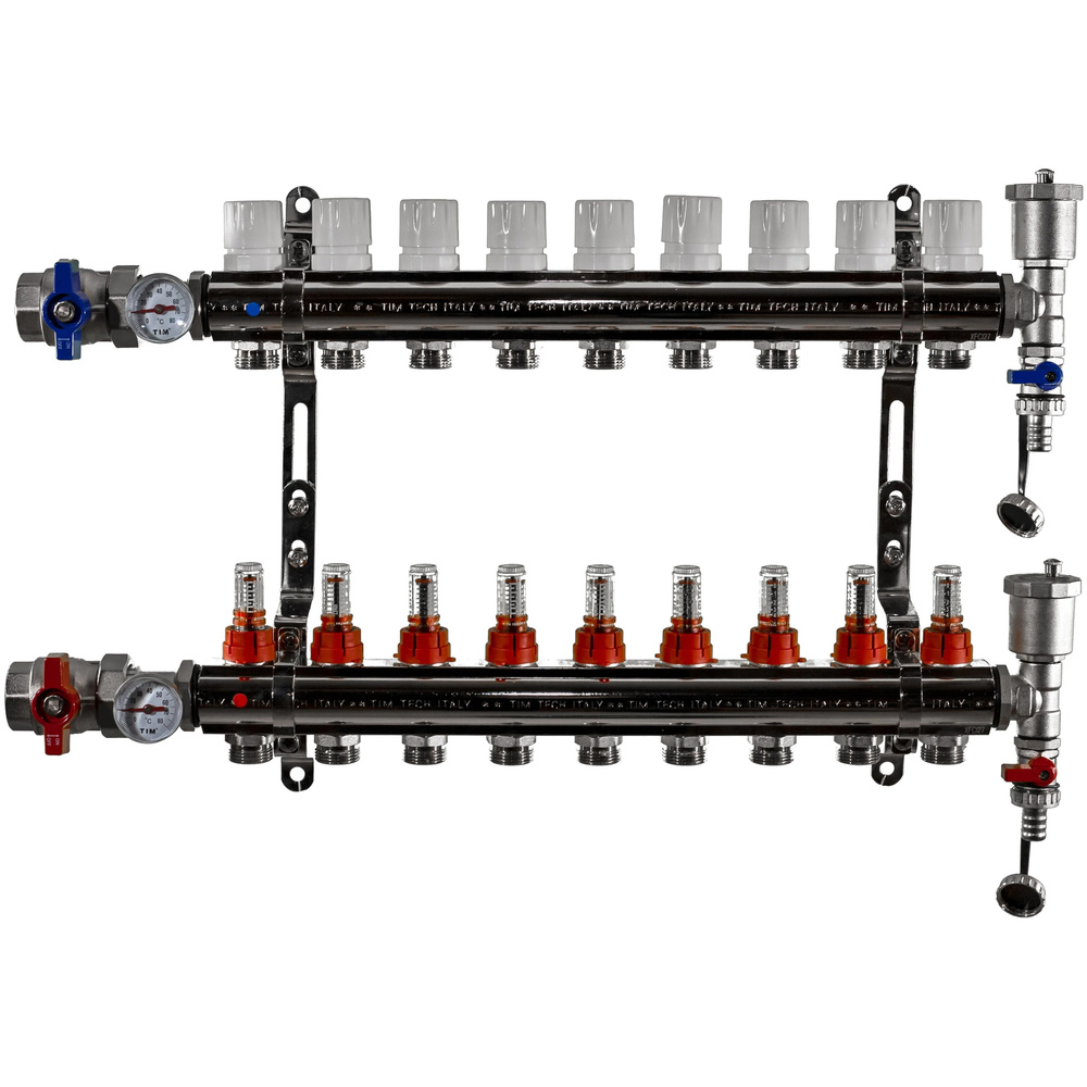 Коллекторная группа с расходомер 1х3/4 9-контур TIM KA009 (латунь)  #1