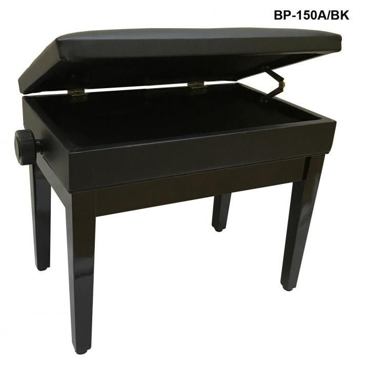 BRAHNER BP-150A/BK - Банкетка для пианино или рояля деревянная, цвет - ЧЁРНАЯ, глянцевая  #1