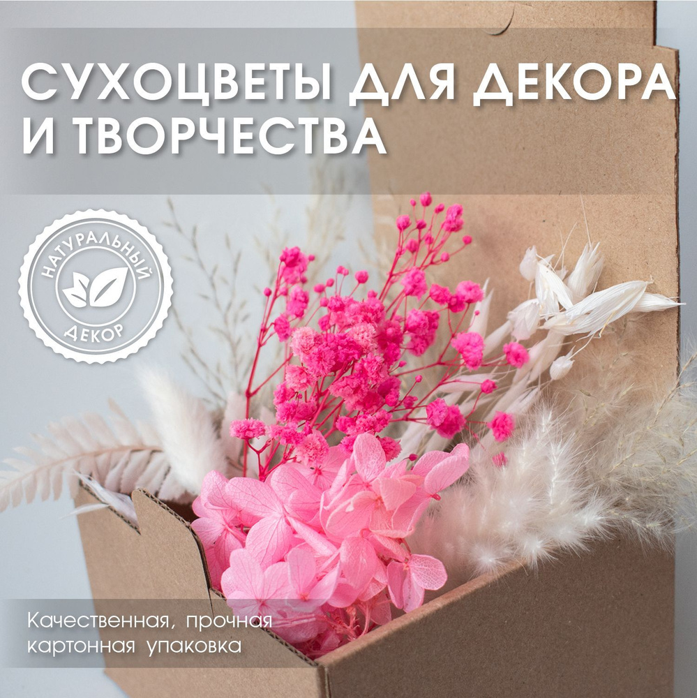 ENiNE decor Сухоцветы Лагурус, Гортензия, 10 см, 10 гр #1